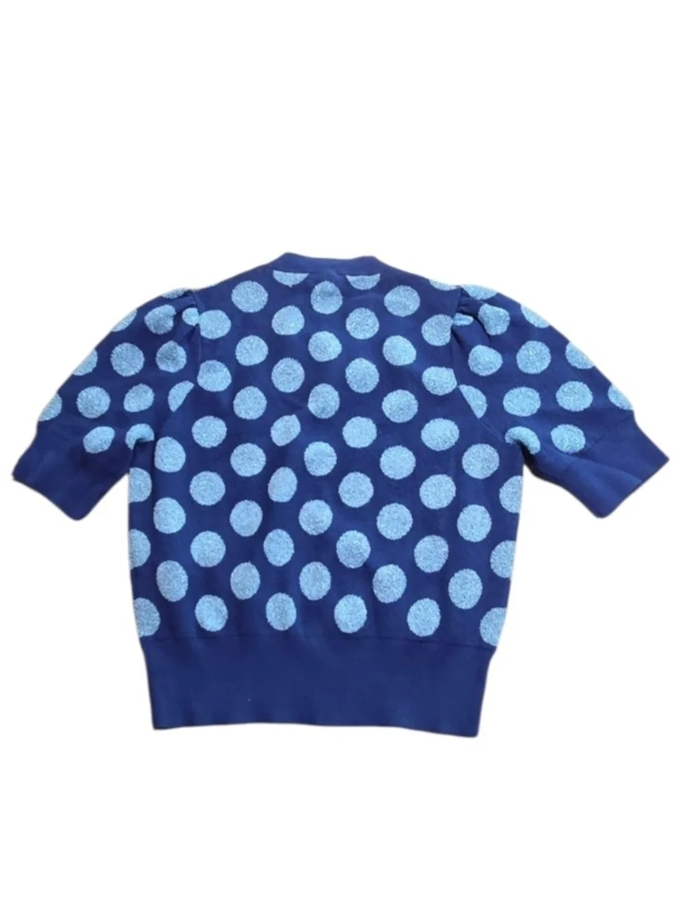 Kate Spade Seaside Dot Sweater Small River Blue Metallic Polka Dot Knit Pullover